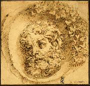 Head of a Faun in a Concave (roundel) dsf CARRACCI, Agostino